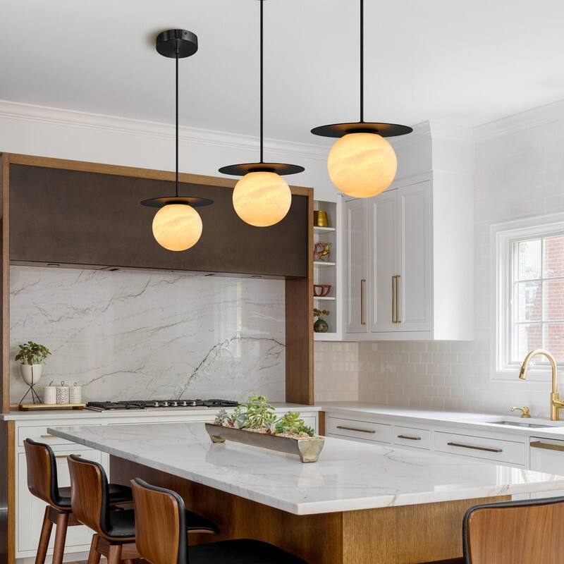 KAYLA Alabaster Pendant Light - Nordic Modern Brass Hanging Lamp