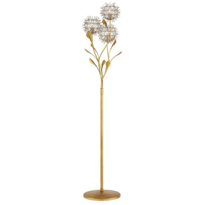 Currey & Company Dandelion Silver & Gold Floor Lamp - 71.25"h x 15.25"w x 14.5"d