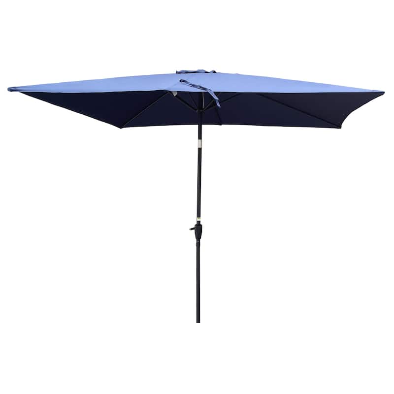 6 x 9 FT Patio Waterproof Umbrella with Crank and Tilt Without Flap - Navy Blue