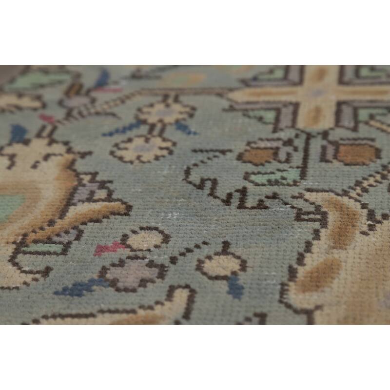 Blue / Medallion Tabriz Persian Vintage Rug Handmade Wool Carpet - 7'11" x 11'1"