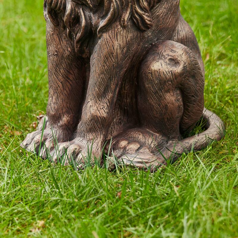Glitzhome 28"H Oversized MGO Guardian Sitting Lion Garden Statue Porch Sculpture Indoor Outdoor