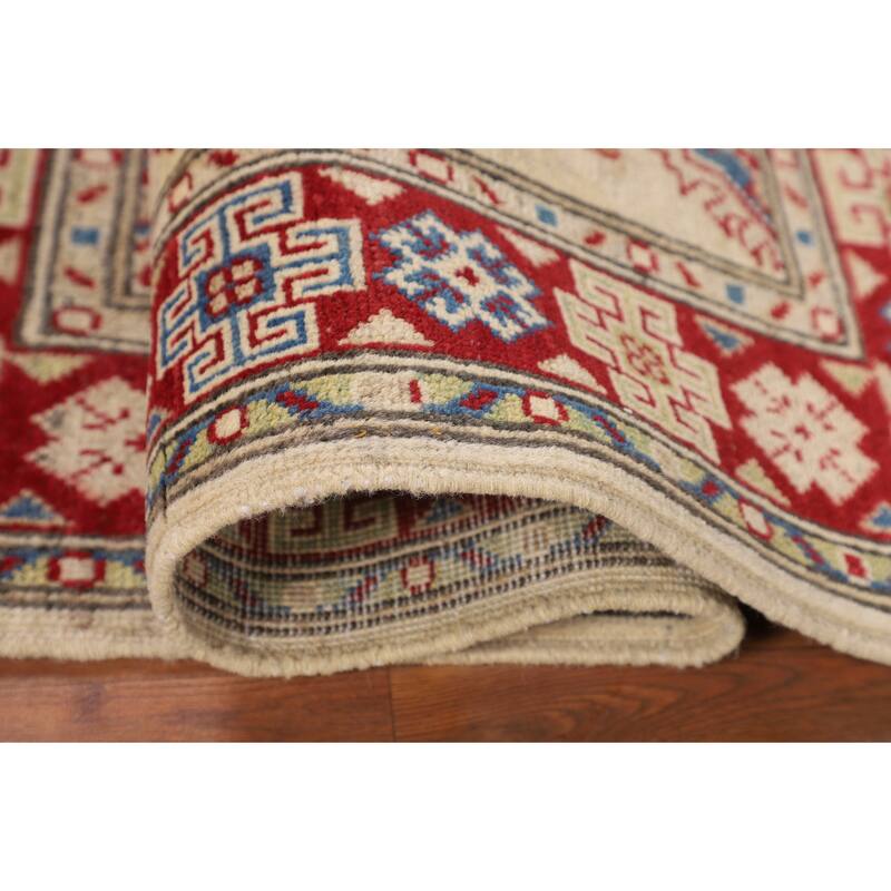 Beige Traditional Kazak Foyer Rug Hand-Knotted Wool Carpet - 2'9" x 4'0"