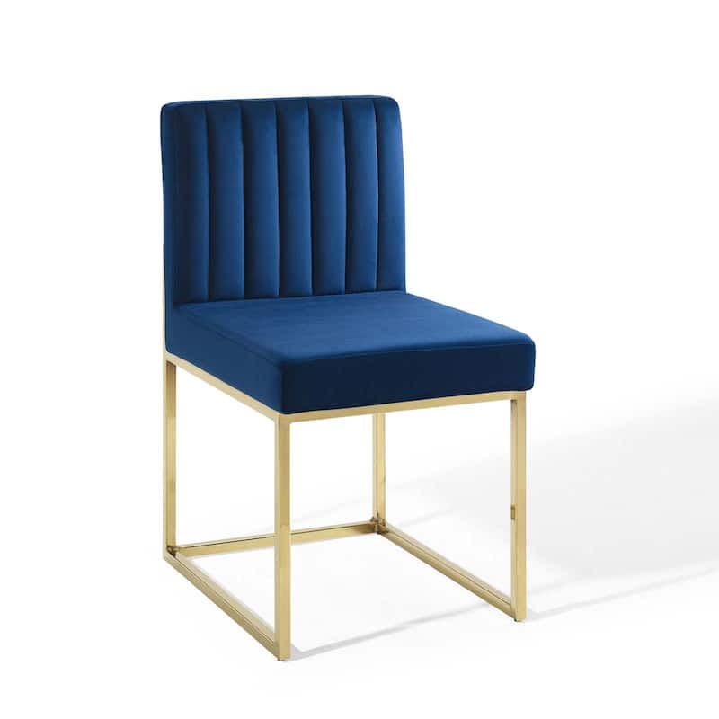 Silver Orchid Haussermann Channel Tufted Sled Base Velvet Dining Chair