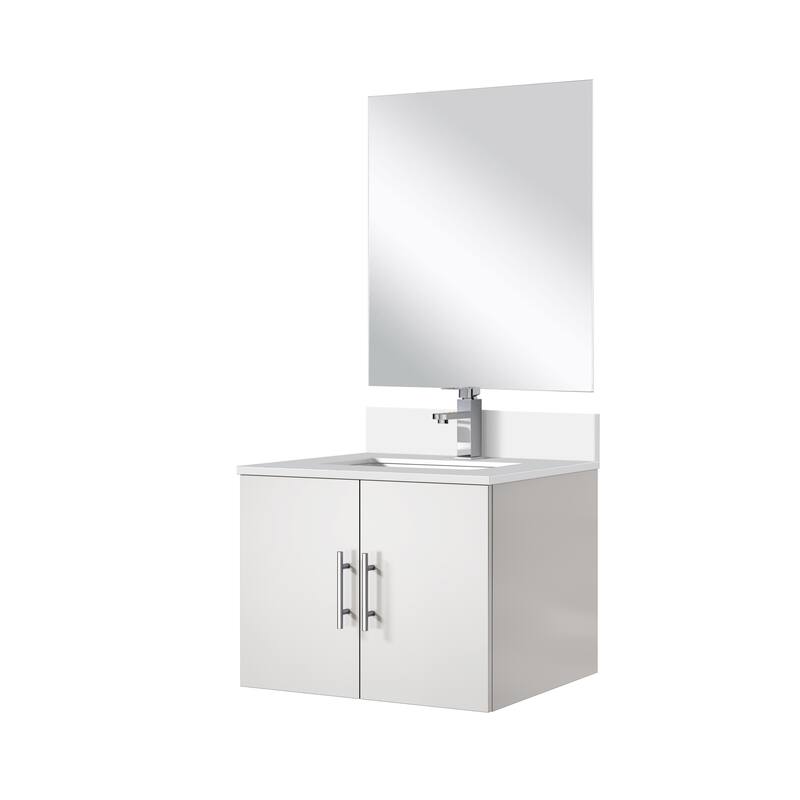 Bathroom Vanity Set with Marble Top, Single Hole Faucet, Mirror Included, Stainless Steel