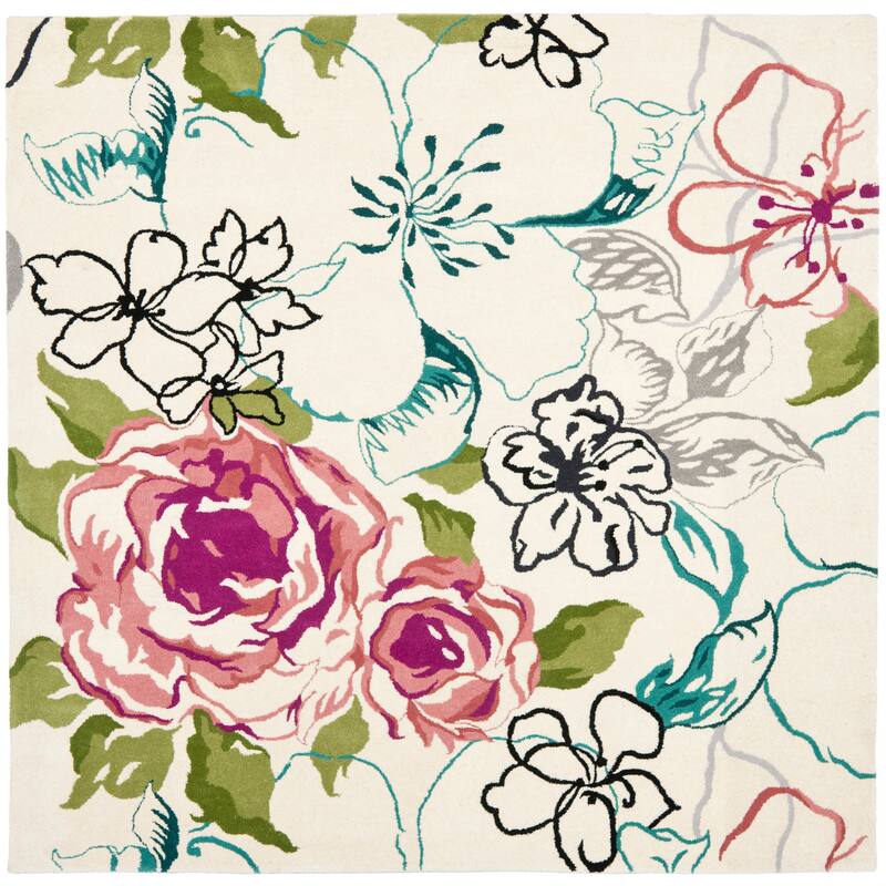 SAFAVIEH Handmade Wyndham Ambrosia Modern Wool Rug - 7' Square - Ivory/Multi
