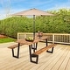preview thumbnail 1 of 4, Picnic Table Bench Set Outdoor Dining Table Set with Umbrella Hole