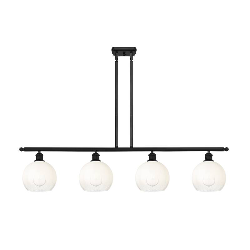 Innovations Lighting Endless Possibilities Ballston - Brookhaven Globe - 4 Light 48" Stem Hung Island Light - Matte Black/Opal