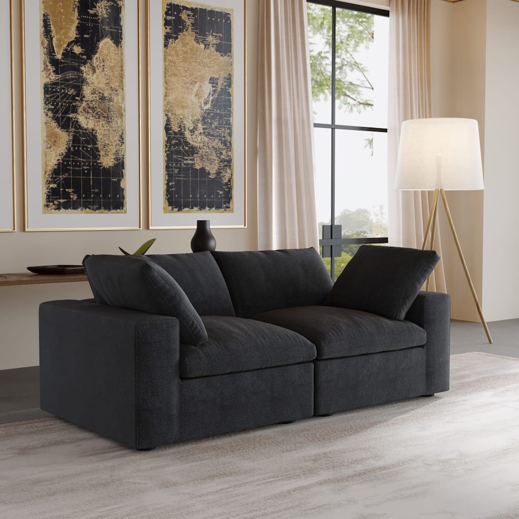 80.3" Linen Upholstered Sofa Mutiple Custions Loveseat Sofa