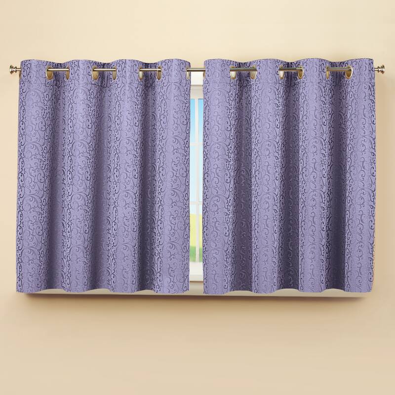 Insulated Scroll Pattern Short Curtain Panel