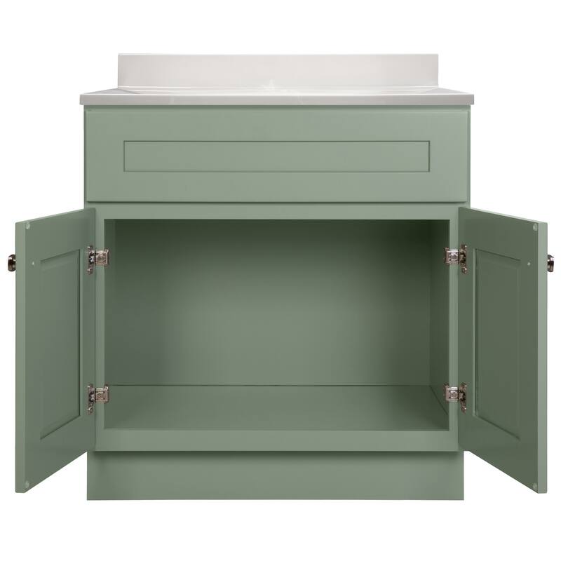 Brookings 31 Inch Assembled Bath Vanity with Ivory Swirl Top