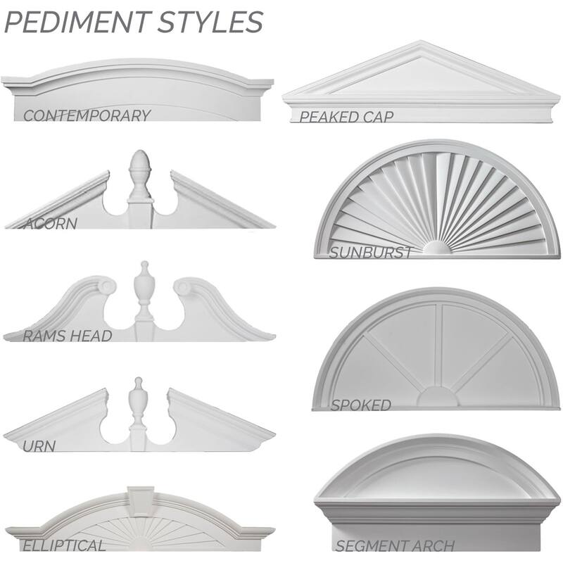 36"W x 18"H x 1 1/8"P Half Round Spoked Pediment - 36"W x 18"H x 1 1/8"P