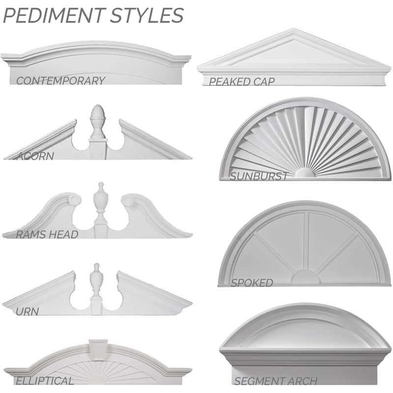 40"W x 18 1/8"H x 1 3/4"P Half Round Sunburst Pediment - 40"W x 18 1/8"H x 1 3/4"P