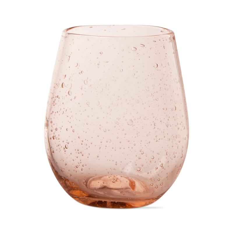 16 oz. Bubble Glass Stemless Wine Drinkware Blush Dishwasher Safe Beverage Glassware For Dinner Party Wedding Restaurant Bar
