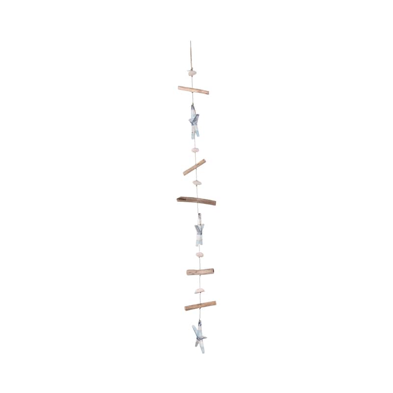 Decorative Wooden Boat Hanging Beaded Garland - 39", Blue & White