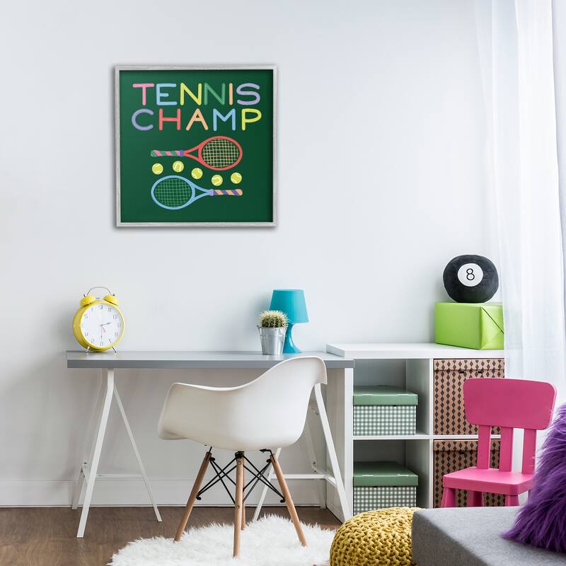 Stupell Tennis Champ Racket & Balls Framed Giclee Art Design By Sazerelli Designs