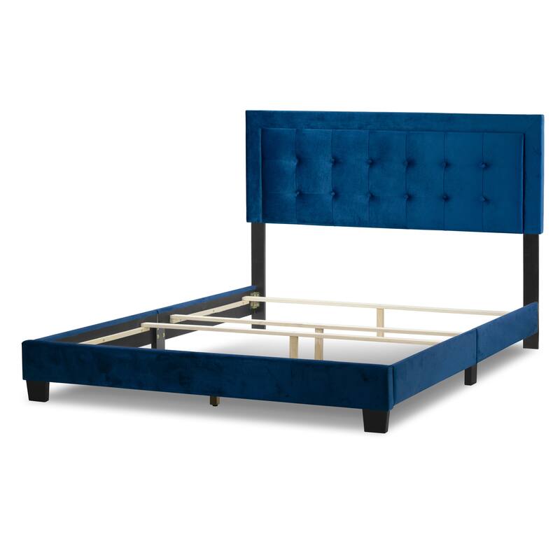 Austin Fabric Queen Bed with Button Tufting and Stitching