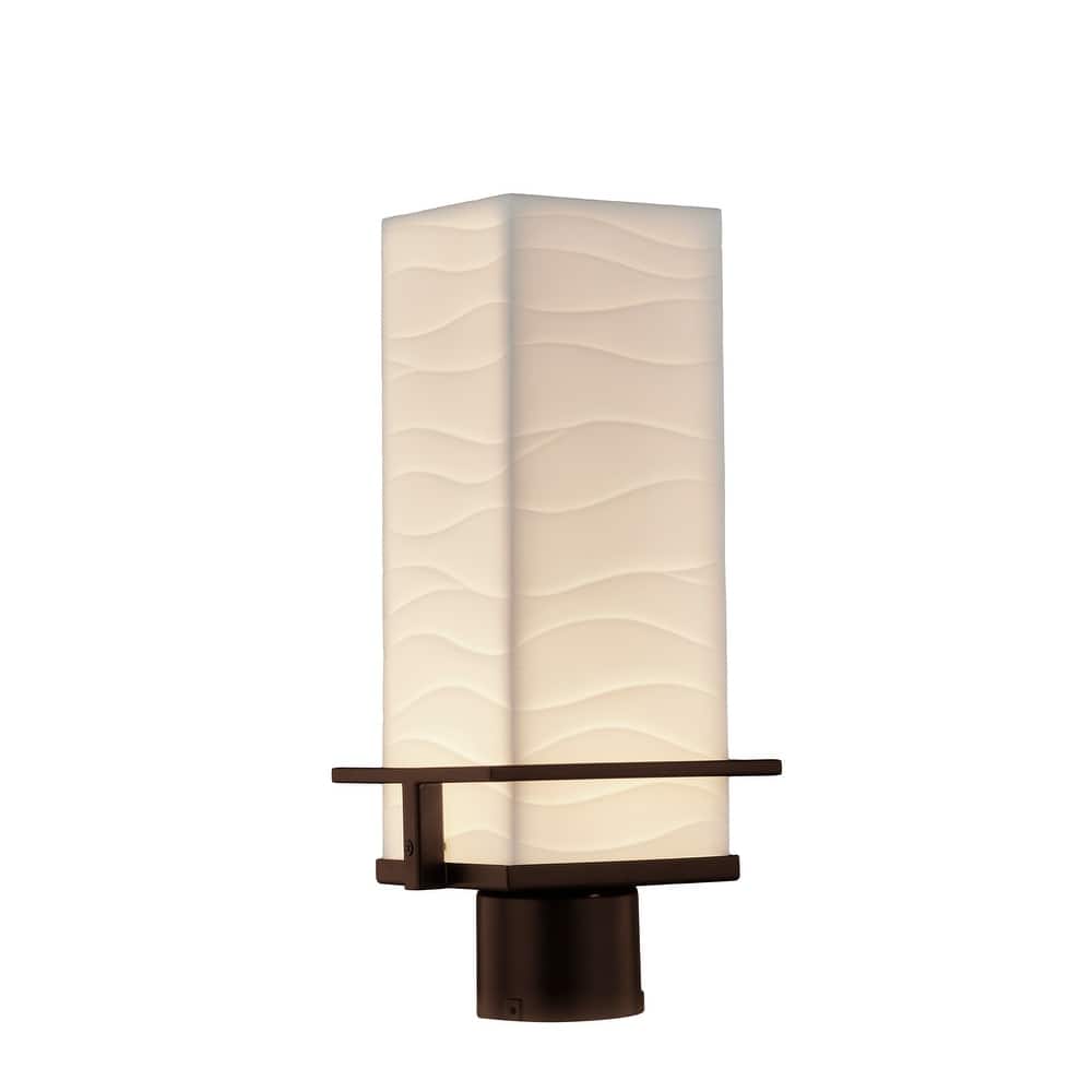 Justice Design Porcelina Avalon 7-inch Dark Bronze Outdoor LED Post Light, Waves Shade