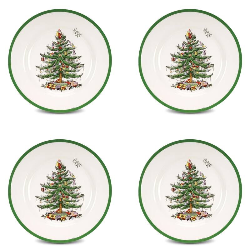 Spode Set of 4 Christmas Tree Plates - 10.5-Inch - Dinner Plates