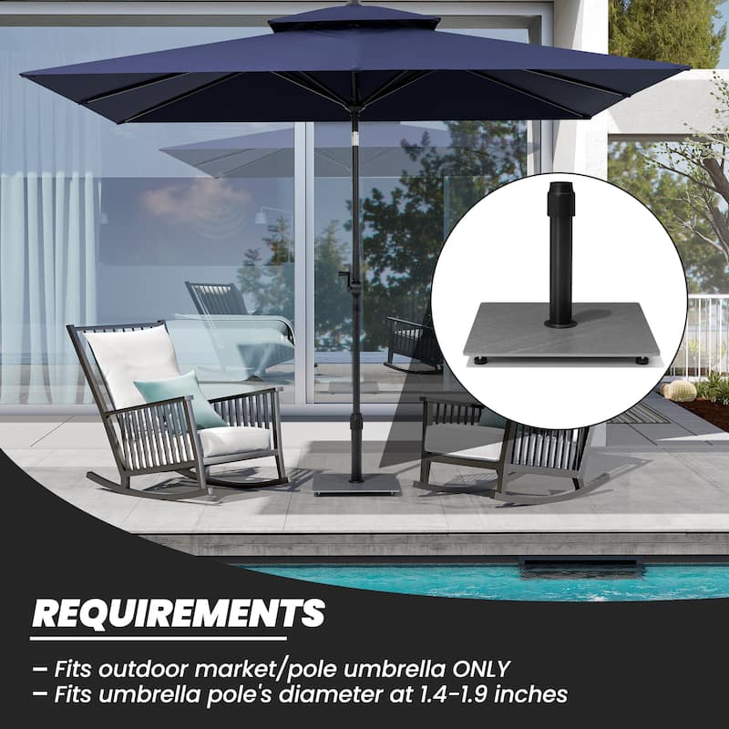 30lb Steel Umbrella Base Holder Square Weighted Stand for Outdoor Market Umbrella - 17.72" x 17.72"