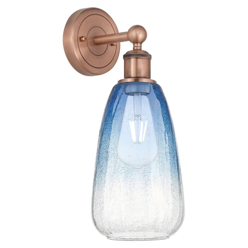 Innovations Lighting 616-1W-16-6 Brookhaven Almond Sconce Brookhaven - Antique Copper / Sapphire Blue