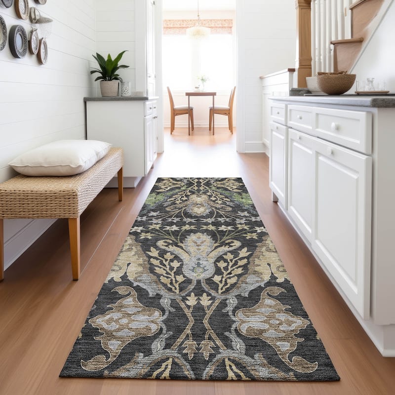 Premium Washable Super Soft Traditional Americana Mayfield Rug - Black - 2'3" x 7'6"