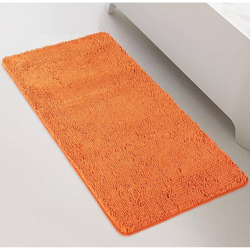 27"x47" - Orange Soft Cozy Plush Chenille Bath Mat Bathroom Rug - Orange - 47"x27"R