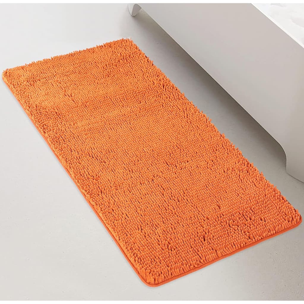 27"x47" - Orange Soft Cozy Plush Chenille Bath Mat Bathroom Rug