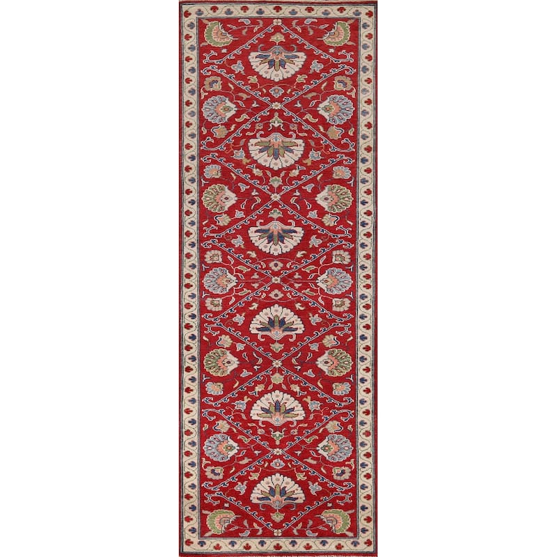 Red Kazak Runner Rug Handmade Traditional Wool Carpet - 2'9" x 9'8"