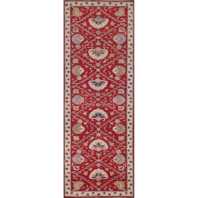 Red Kazak Runner Rug Handmade Traditional Wool Carpet - 2'9" x 9'8"
