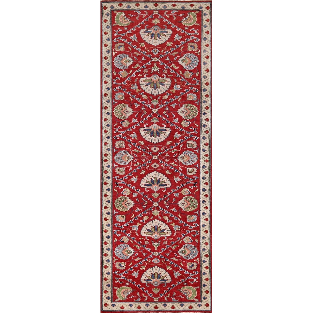 Red Kazak Runner Rug Handmade Traditional Wool Carpet - 2'9" x 9'8"