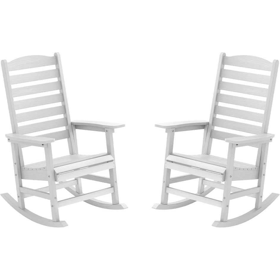 WINSOON All Weather HIPS Outdoor Rocking Chair with Curved Backrest