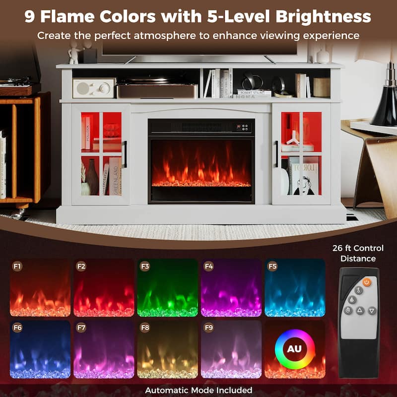 Costway 58" Fireplace TV Stand with LED Lights Entertainment Center - See Details