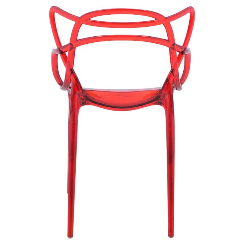LeisureMod Milan Modern Wire Design Chair, Set of 2 - Red - 23 x 32.5 x 17.5 - 23 x 32.5 x 17.5 - Red