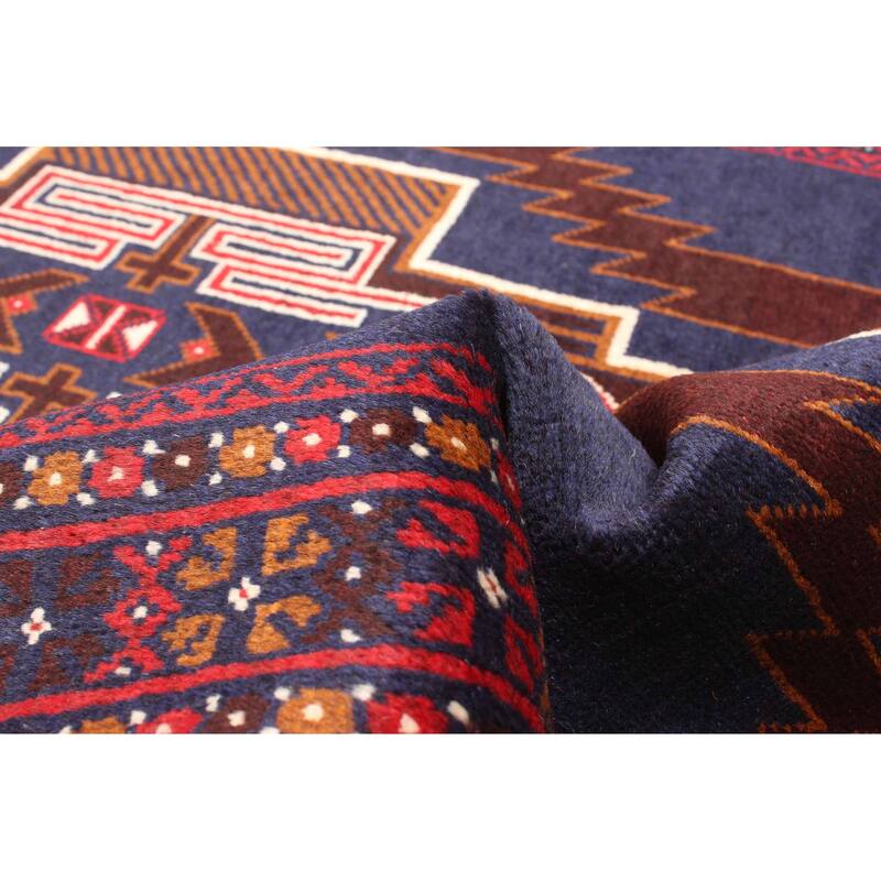 ECARPETGALLERY Hand-knotted Teimani Dark Navy Wool Rug - 2'9 x 5'1