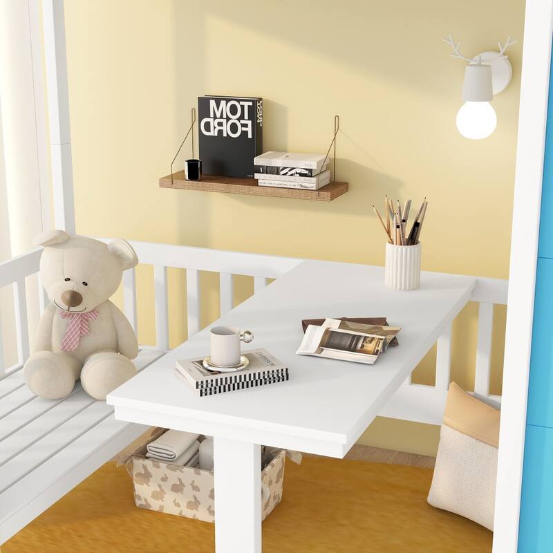 Twin over Twin Bunk Bed with Changeable Table