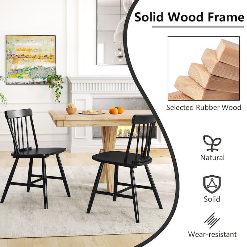 Gymax Dining Chairs Set of 2 Farmhouse Kitchen Chair w/ Rubber Wood