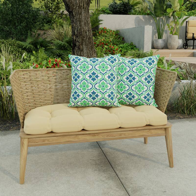 16" x 16" Outdoor Throw Pillow - Set of 2 - 16'' L x 16'' W x 4'' H - Vesey Sea Mist