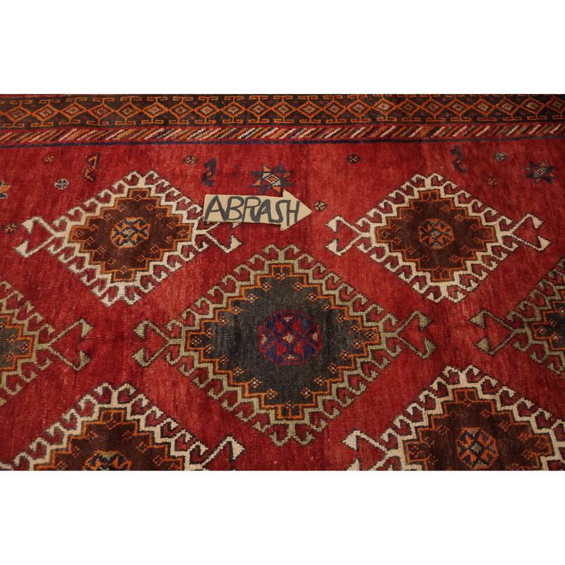 Hand Knotted Oriental 100% Wool Carpet Traditional Tribal Red Qashqai Area Rug - 9' 1'' X 4' 8''