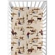 preview thumbnail 2 of 4, Wild West Collection Boy 2 Pack Fitted Crib Sheets Tan Brown Red Southern Country Blue White Horse Off White Cow Print Animal