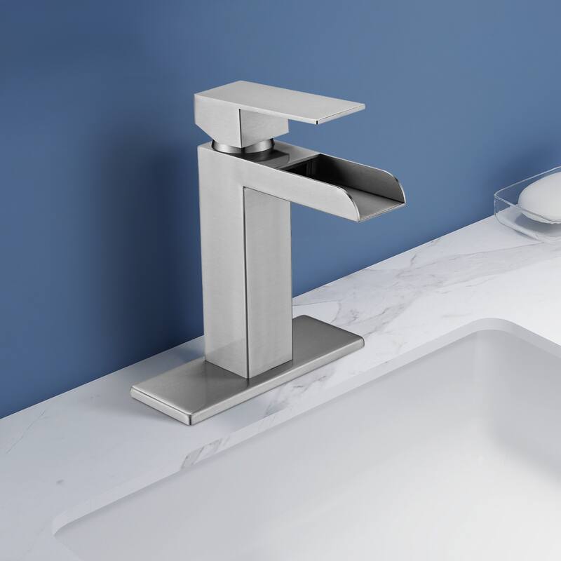 Topcraft Single Handle Waterfall Bathroom Faucet with Baseplate