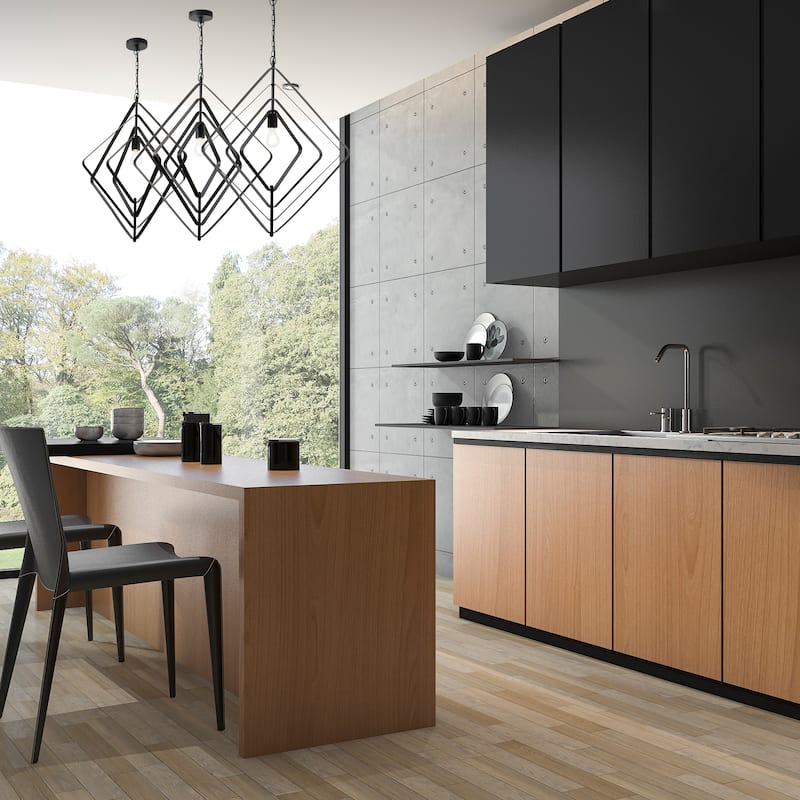 Charlotte River of Goods Black Metal 27.5-Inch Pendant Light with Adjustable Hanging Cord - 27.5" x 1.5" x 89"