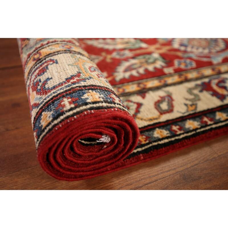 Red Kazak Runner Rug Hand-Knotted Hallway Wool Carpet - 2'1" x 6'1"