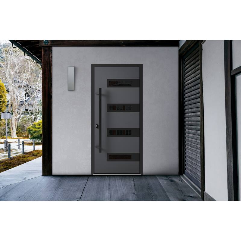 Front Prehung Steel Door Ronex 1055 Teak 2 Side and Top Window Sidelite W16+36+16xH80+16 Lh I