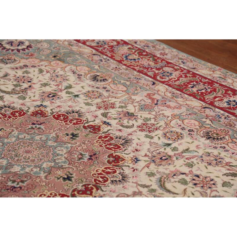 Vegetable Dye Ivory Tabriz Chinese Area Rug Handmade Wool Carpet - 8'2"x 10'7"