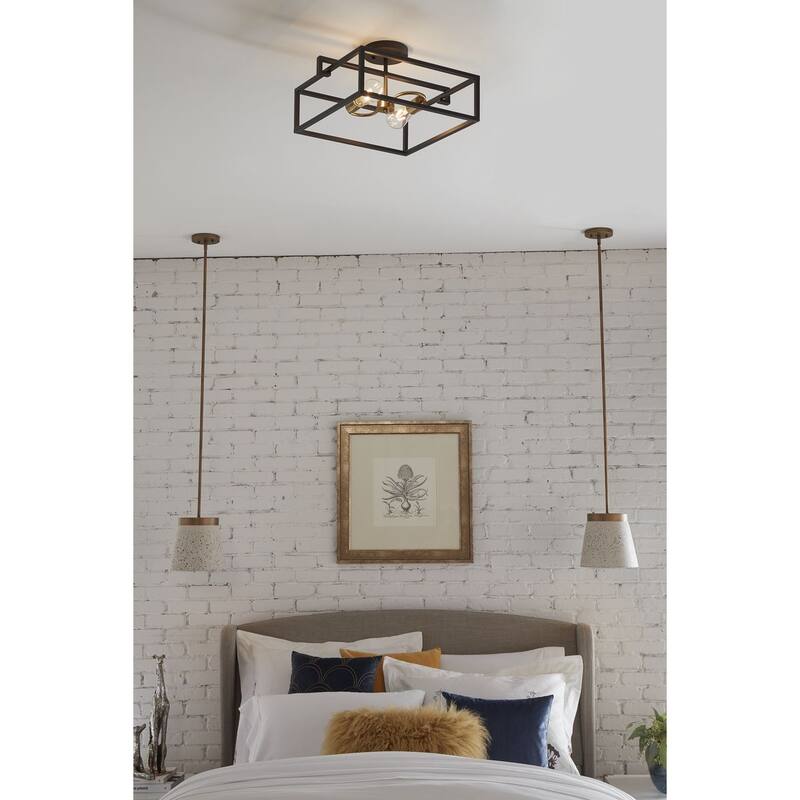 Terrazzo Collection 1-Light Distressed Brass Sand Terrazzo Global Hanging Pendant Light - 10 in x 10 in x 9.375 in