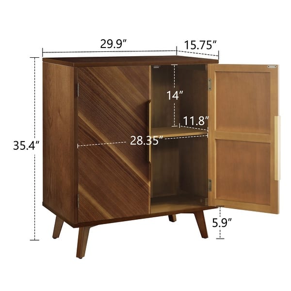 dimension image slide 1 of 2, Art Leon Handcrafted Wood Sideboard with 2 Doors