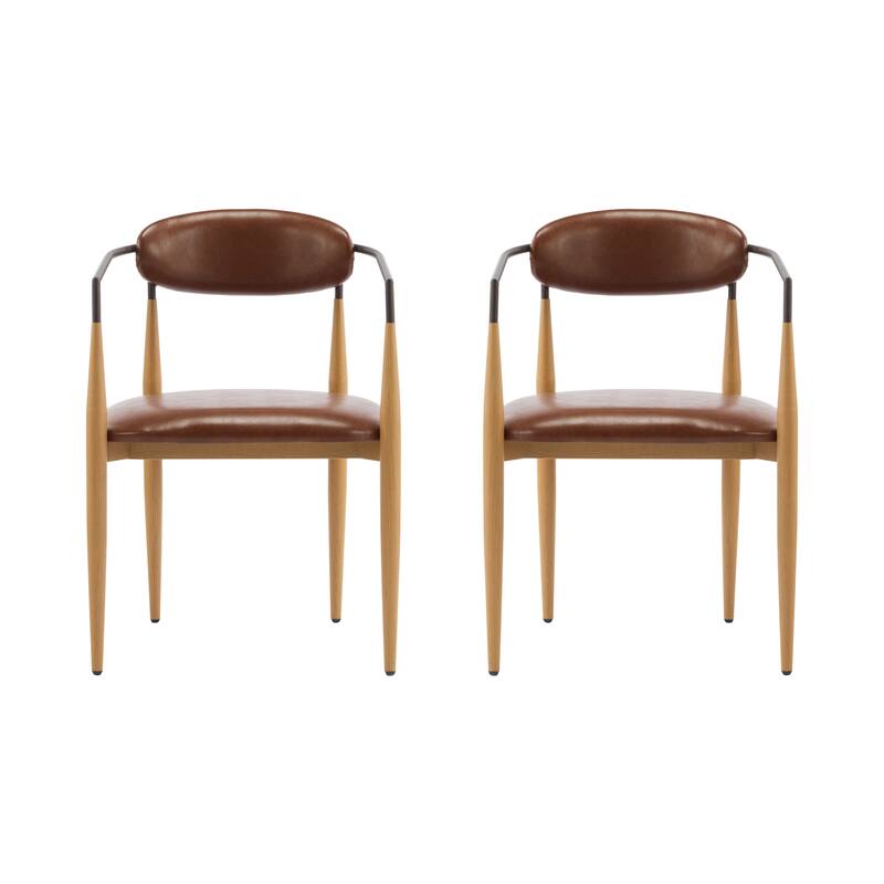 Modern Industrial Elmore Upholstered Dining Chairs (Set of 2) with Iron Frame by Christopher Knight Home