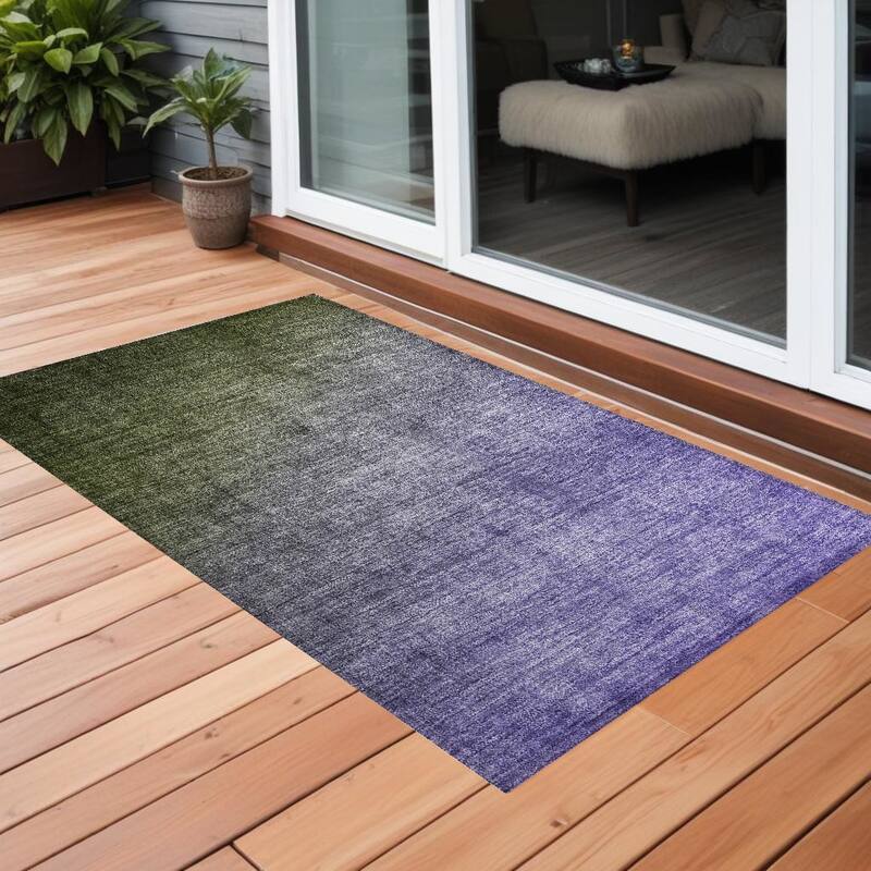 Falo Ombre Weather Resistant Classic Meets Modern Round Outdoor Rug - 2' x 3' - Multi