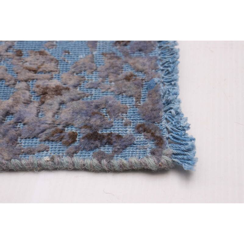 ECARPETGALLERY Hand-knotted Color Transition Denim Blue Wool Rug - 7'9 x 11'5