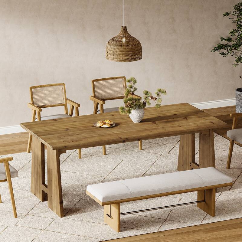 70.9" Solid Wood Dining Table, Kitchen Table for 6-8 with Unique Base